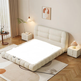 Ivory Cloud Fleece Upholstered Cream Color Bed