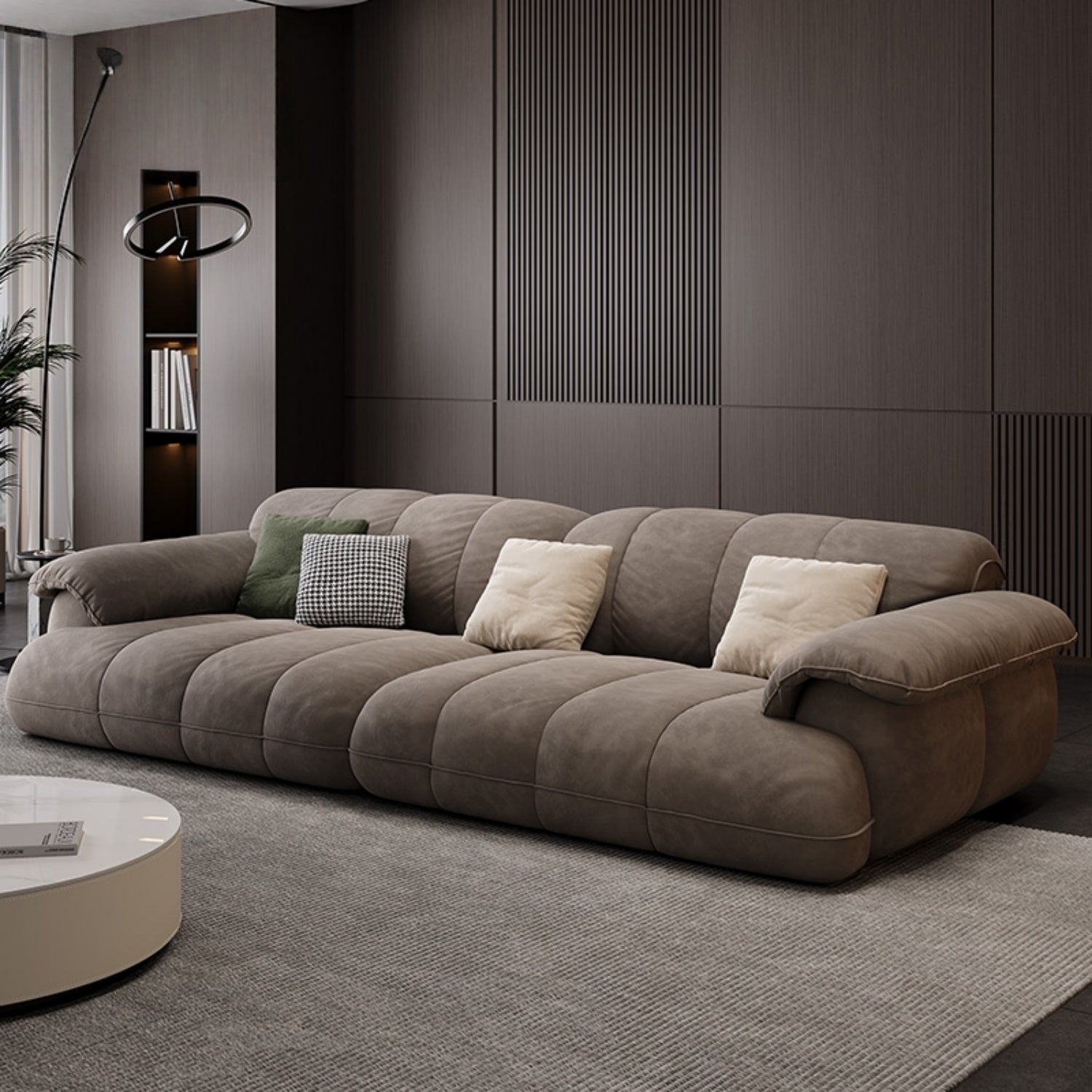 Cloud Full Range Sofa Set Beige Footstool to L-Shape for Living Room