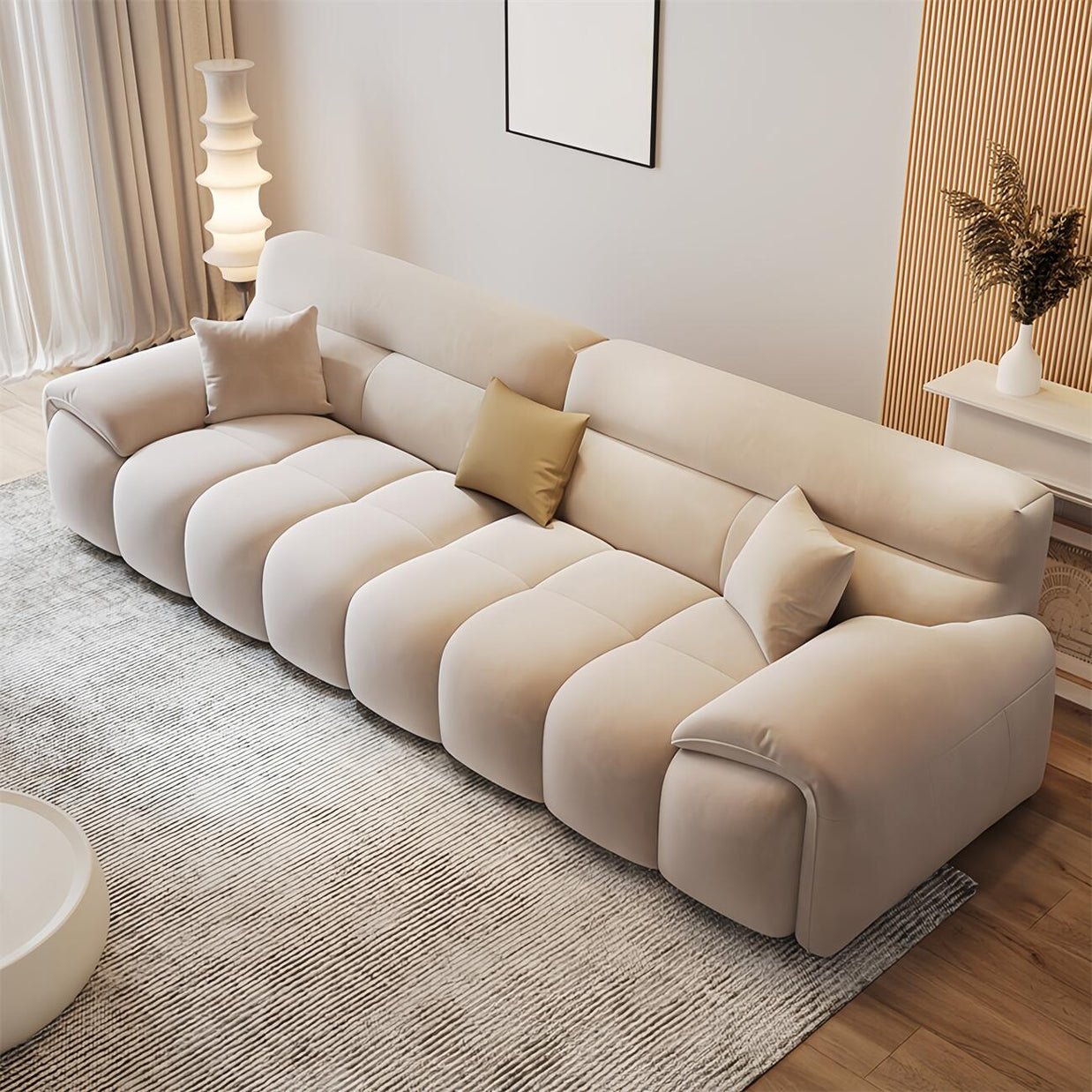 Cloud Fleece Sofa Beige Modular 1-4 Seat with Footstool