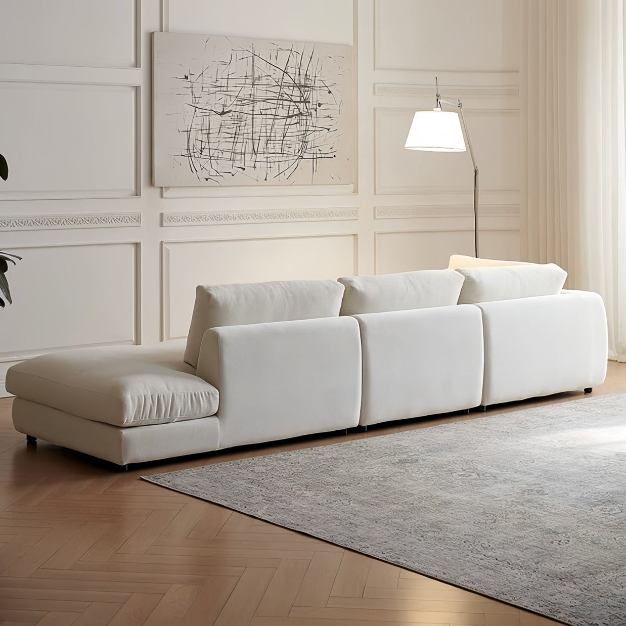 Linen L Shape Sofa Natural Breathable Eco Modular