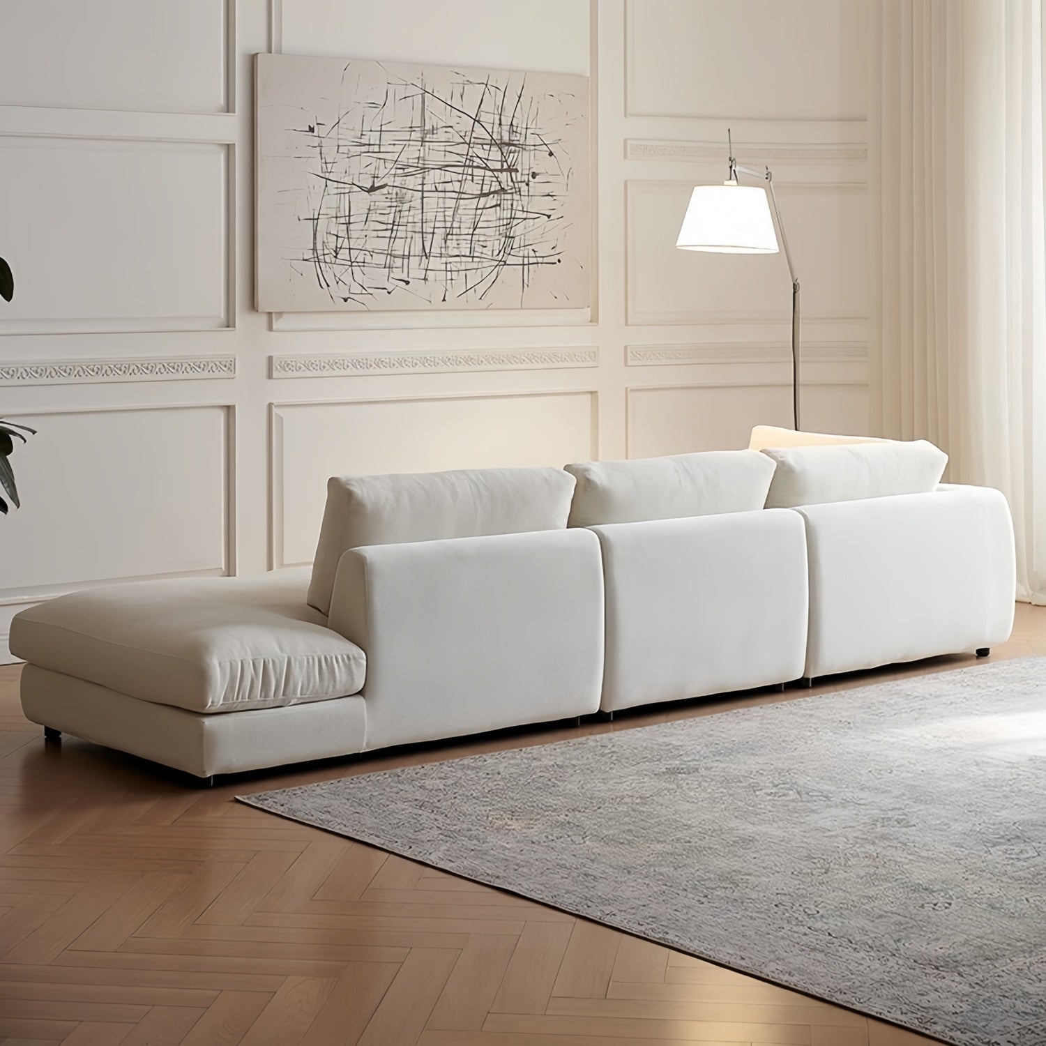 Linen L Shape Sofa Natural Breathable Eco Modular