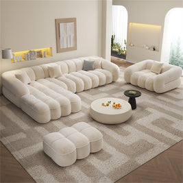 L Shape Corner Sofa Tufted Fleece Multi Color