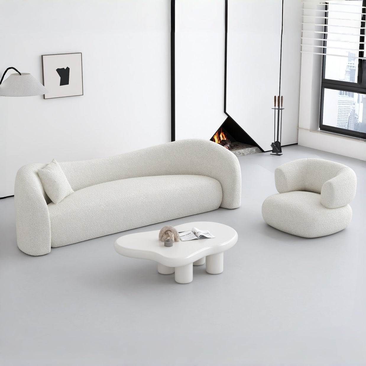 Cloud Straight Sofa Set Off-White Standard 1-3 Seats for Living Room
