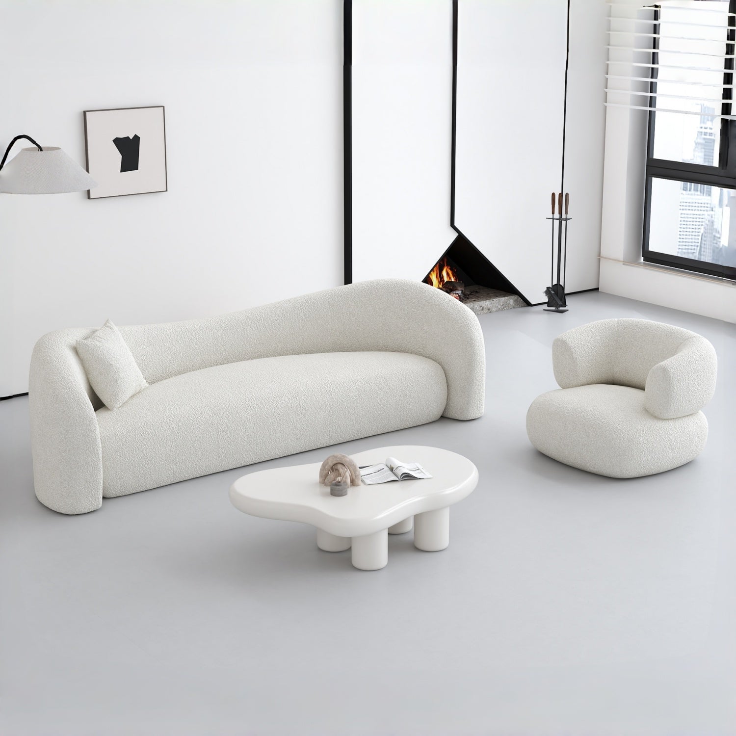 Cloud Straight Sofa Set Off-White Standard 1-3 Seats for Living Room