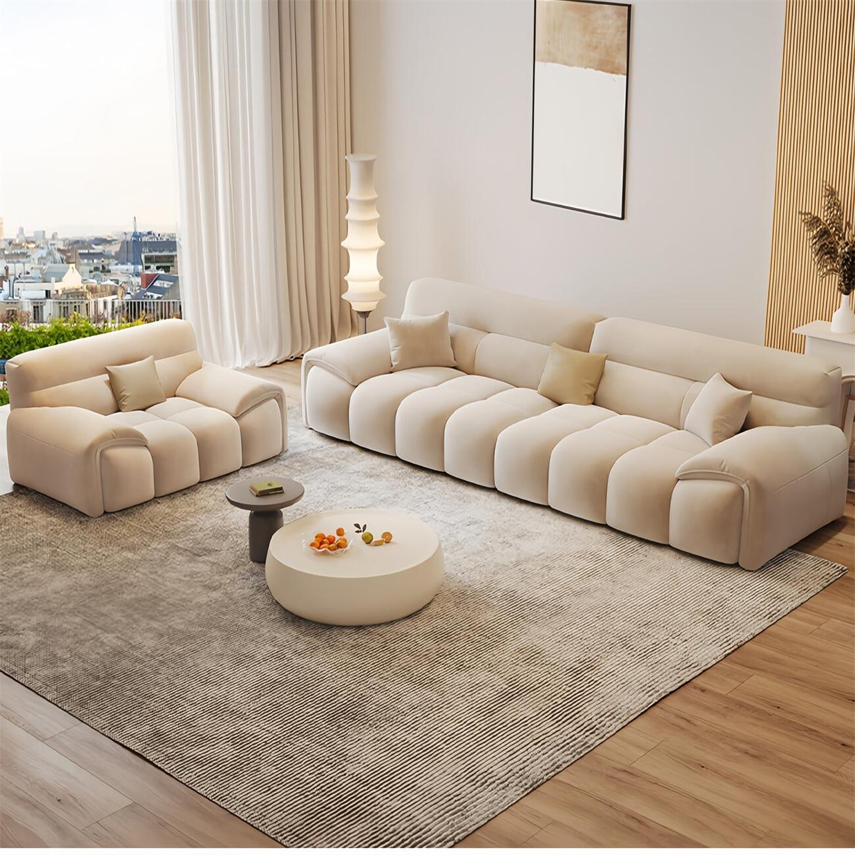 Cloud Fleece Sofa Beige Modular 1-4 Seat with Footstool