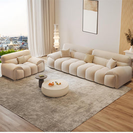 Cloud Fleece Sofa Beige Modular 1-4 Seat with Footstool