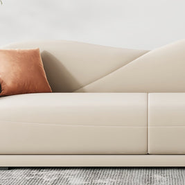 Fleece Straight Sofa Beige 2-4 Seats for Living Room