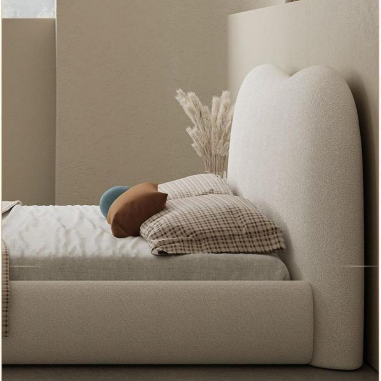 Cozy Cocoon Upholstered Premium Off White Color Bed