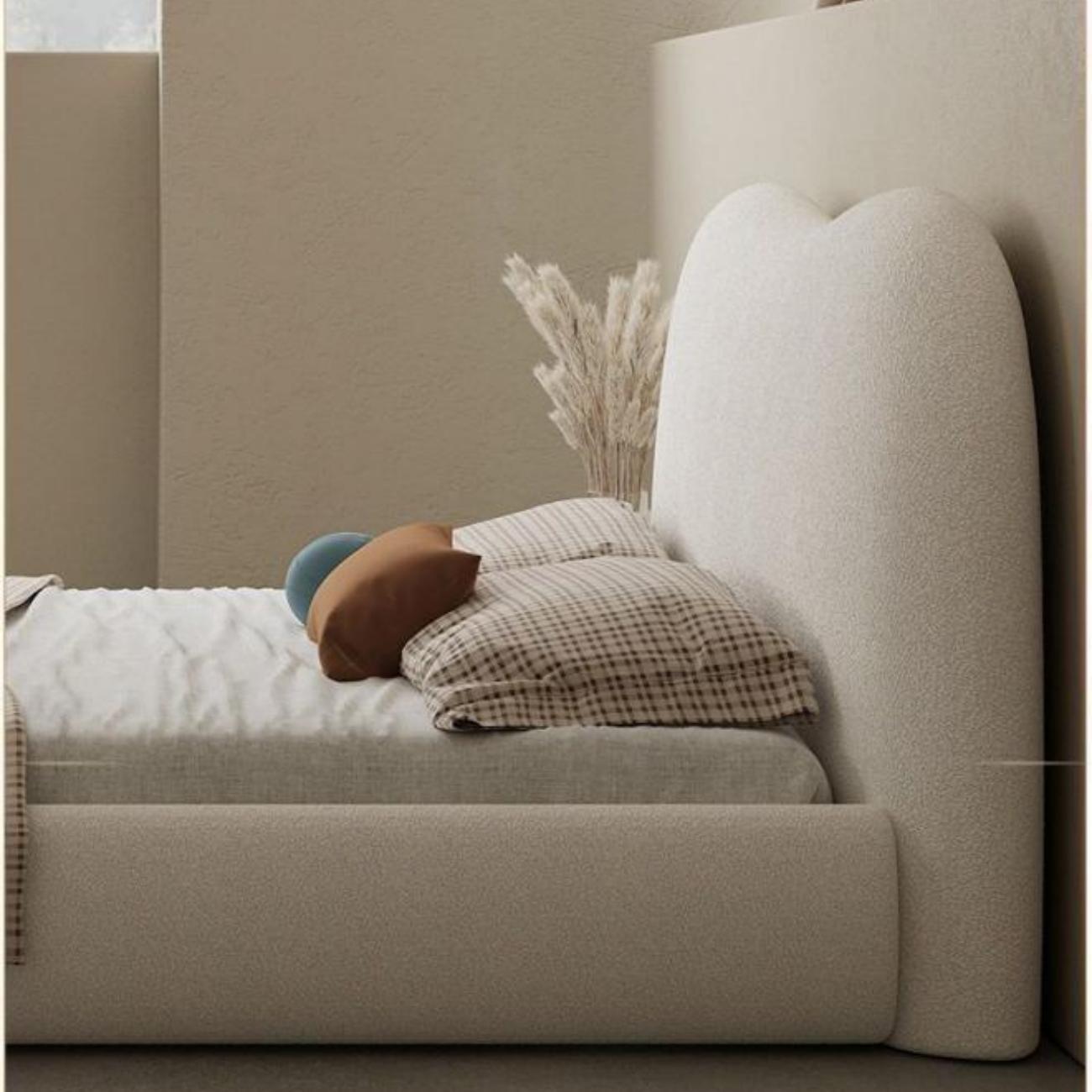 Cozy Cocoon Upholstered Premium Off White Color Bed