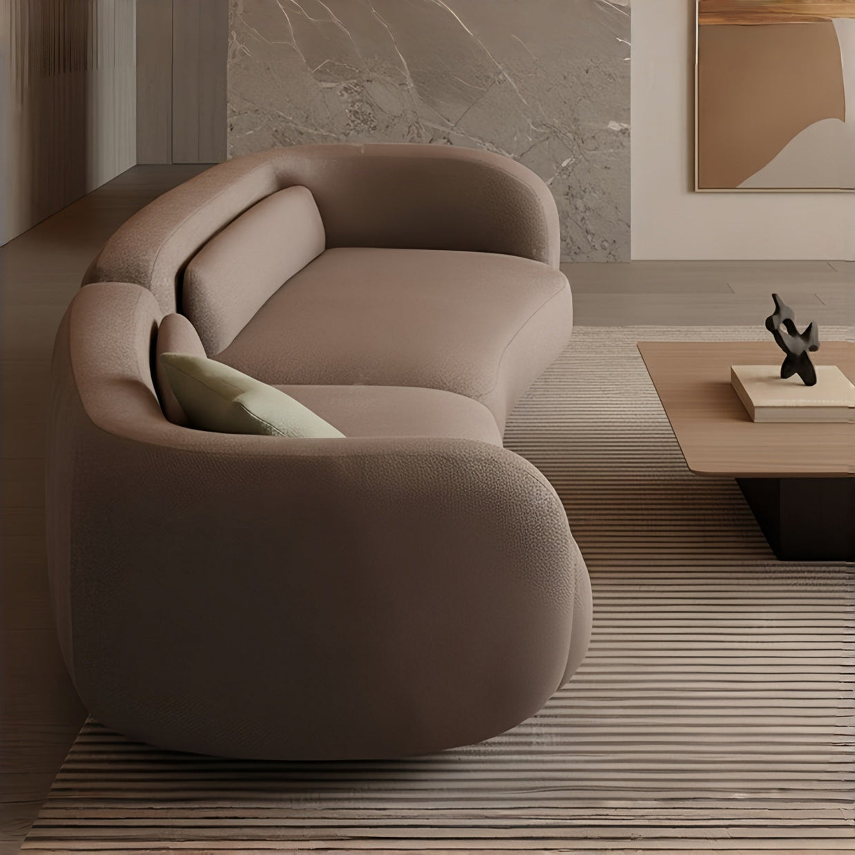 Arc Sofa Set Beige 2-5 Seater L-Shape Corner Sofa