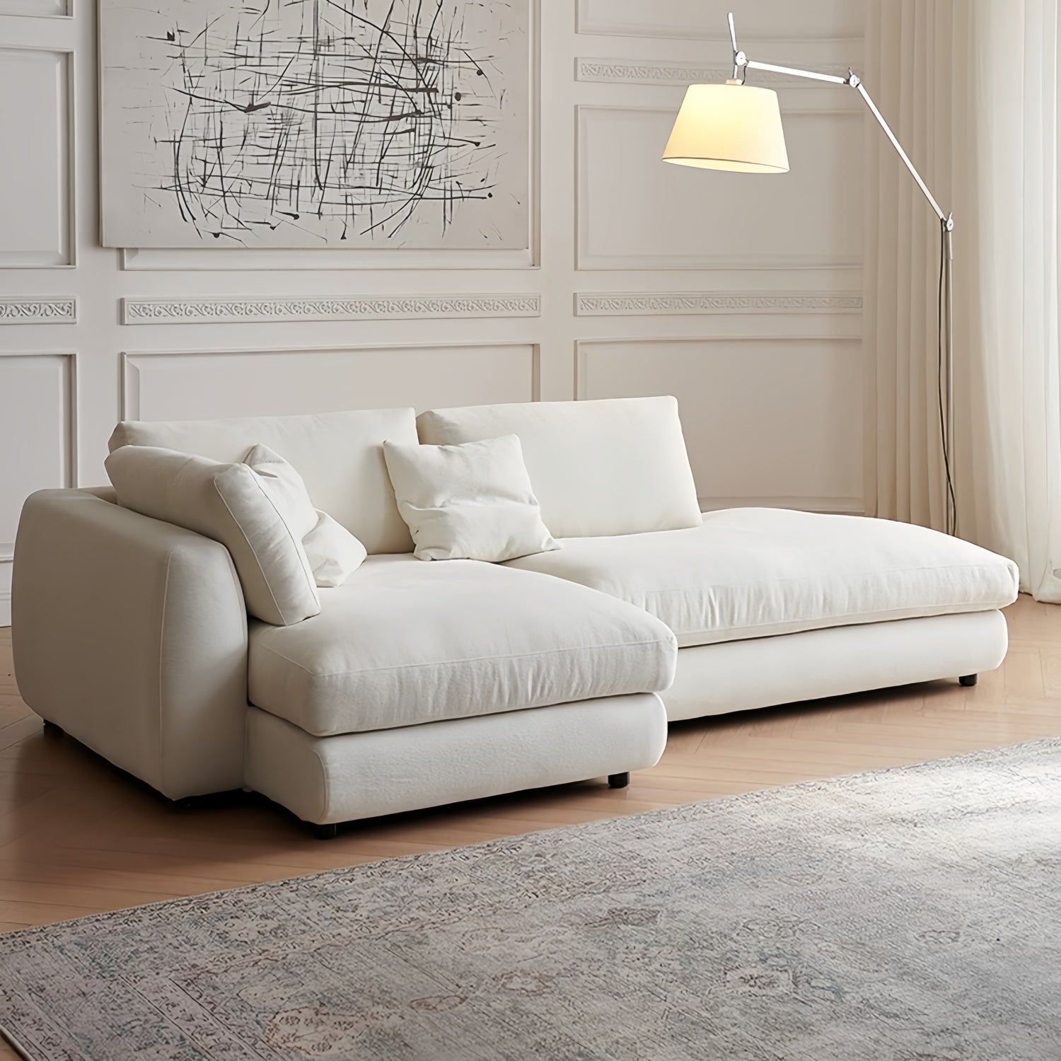 Linen L Shape Sofa Natural Breathable Eco Modular