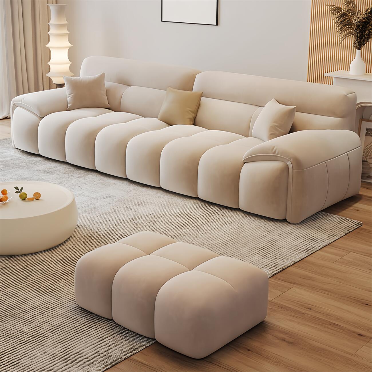 Cloud Fleece Sofa Beige Modular 1-4 Seat with Footstool