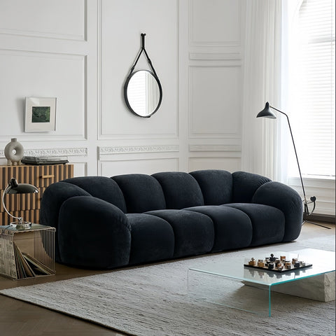 Cloud Straight Sofa Set Black 2-4 Seats for Living Room