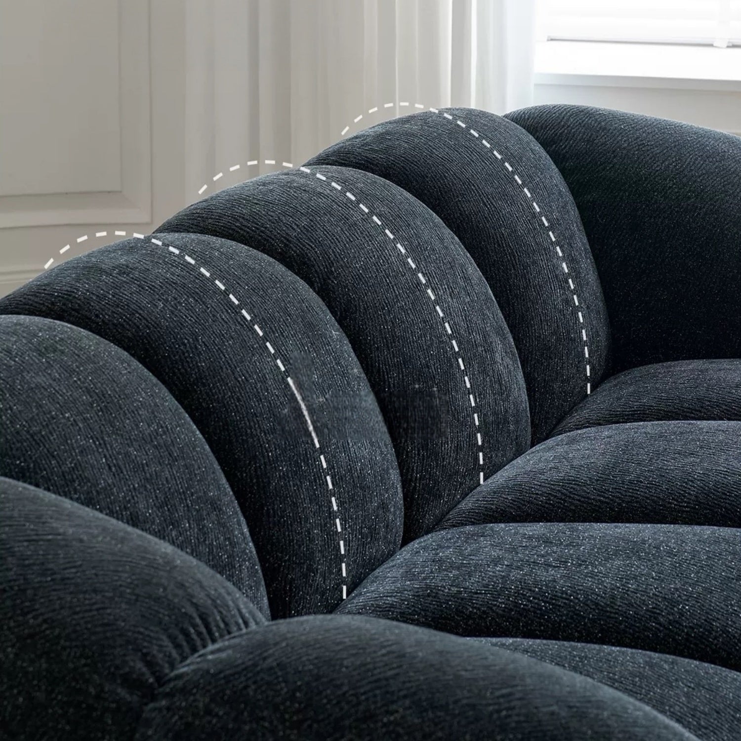 Cloud Straight Sofa Set Black 2-4 Seats for Living Room