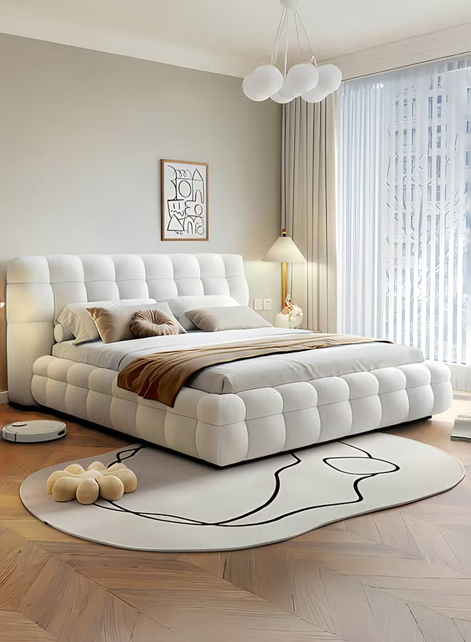 Whisper Tufted Upholstered Premium Bed Off White Color