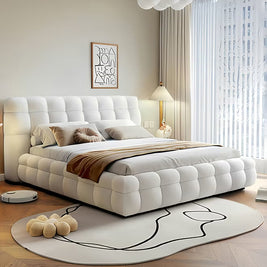 Whisper Tufted Upholstered Premium Bed Off White Color