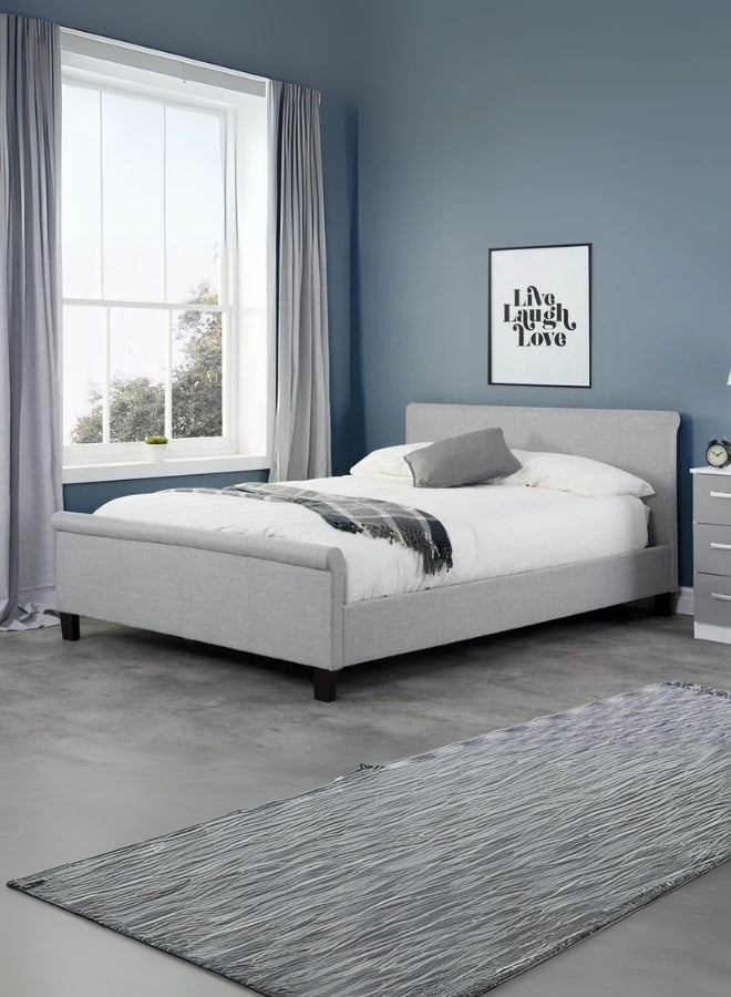 Allura Upholstered Large Twin Size ( Mattress Size 140 X 190 CM ) Grey Color Bed Size 148 W X 205 L CM (Mattress Sold Separately)