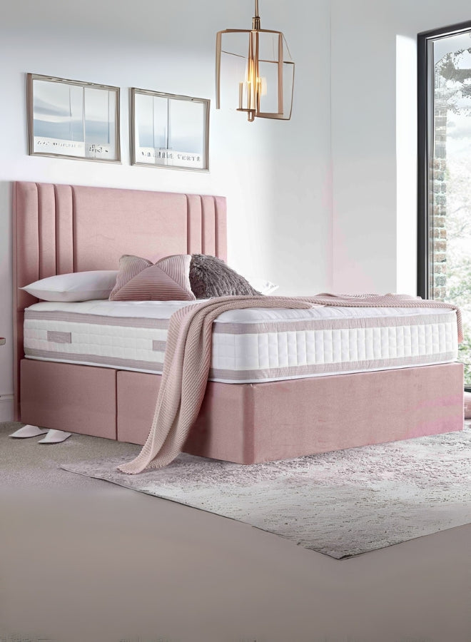 Shiny Star Upholstered Large Twin Size ( Mattress Size 140 X 190 CM ) Pink Color Bed Size 198 L X  140 W ( Mattress Sold Separately ) Headboard Height 125 CM
