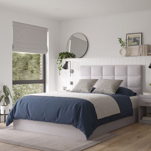 Berlin Upholstered Large Twin Size ( Mattress Size 140 X 190 CM ) Grey Color Bed Size 202 L X  148 W ( Mattress Sold Separately ) Headboard Height 125 CM