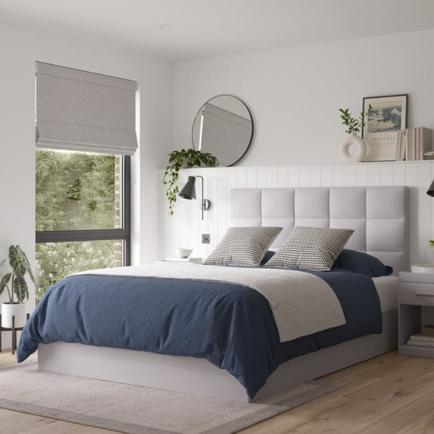 Berlin Upholstered Large Twin Size ( Mattress Size 140 X 190 CM ) Grey Color Bed Size 202 L X  148 W ( Mattress Sold Separately ) Headboard Height 125 CM