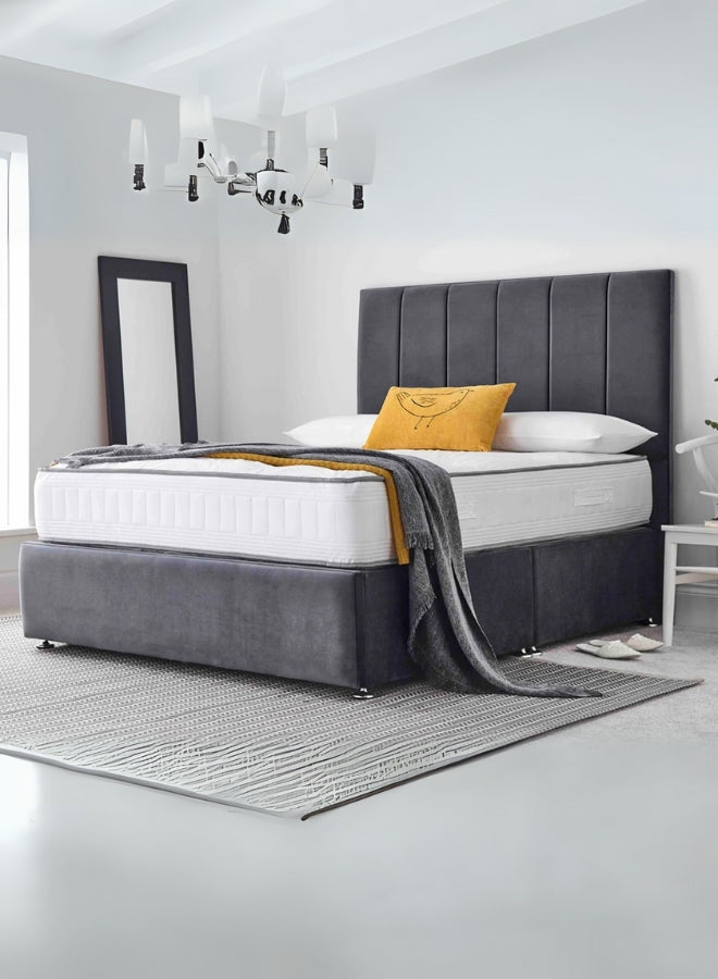 Magnus Regal Upholstered Large Twin Size ( Mattress Size 140 X 190 CM ) Grey Color Bed Size 198 L X  140 W ( Mattress Sold Separately ) Headboard Height 125 CM