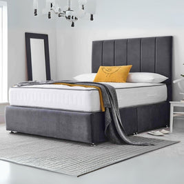 Magnus Regal Upholstered Large Twin Size ( Mattress Size 140 X 190 CM ) Grey Color Bed Size 198 L X  140 W ( Mattress Sold Separately ) Headboard Height 125 CM