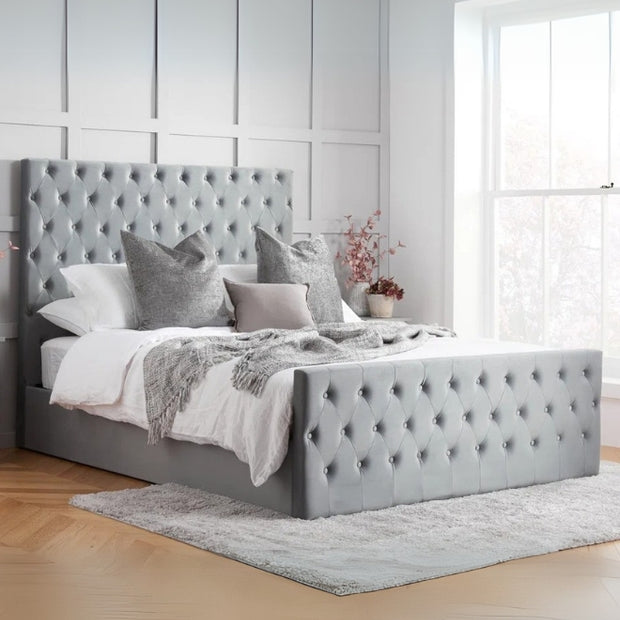 Bliss Breeze Tufted Upholstered Large Twin Size ( Mattress Size 140 X 190 CM ) Grey Color Bed Size 204 L X  148 W ( Mattress Sold Separately ) Headboard Height 125 CM