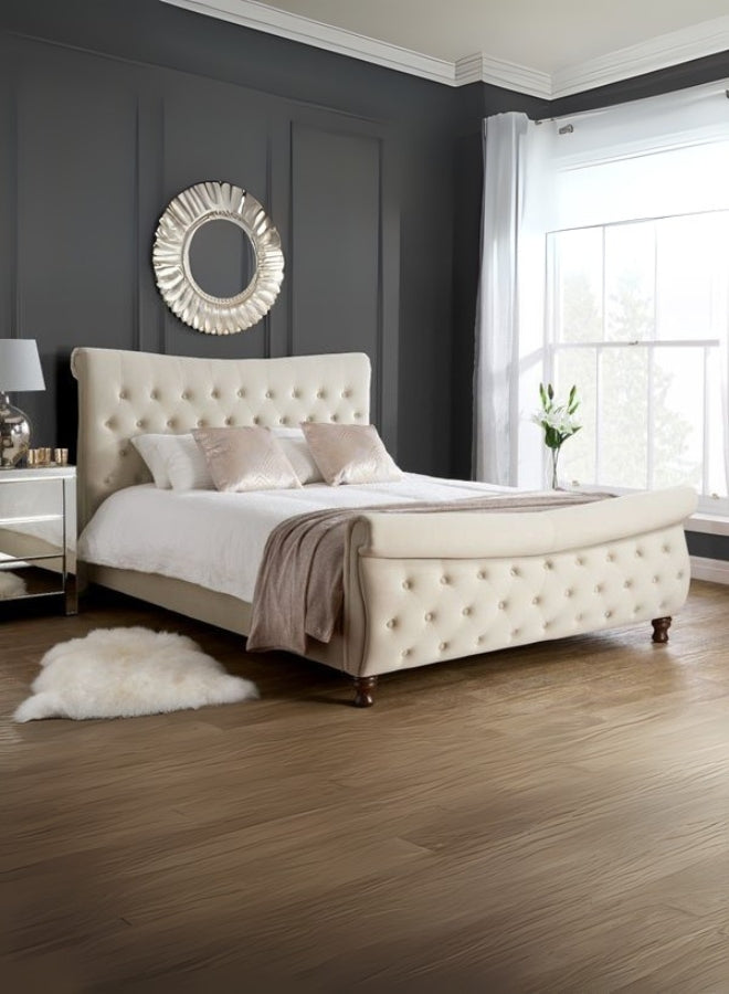 Serene Shade Tufted Upholstered Large Twin Size ( Mattress Size 140 X 190 CM ) Beige Color Bed Size 210 L X  148 W ( Mattress Sold Separately ) Headboard Height 120 CM