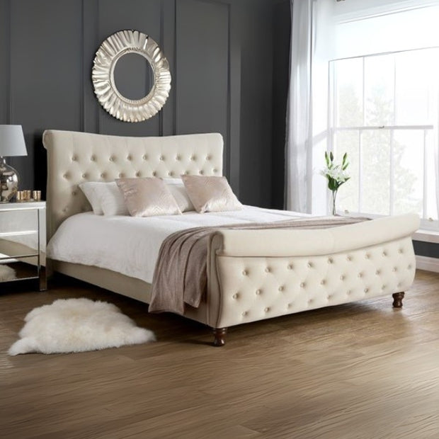 Serene Shade Tufted Upholstered Large Twin Size ( Mattress Size 140 X 190 CM ) Beige Color Bed Size 210 L X  148 W ( Mattress Sold Separately ) Headboard Height 120 CM