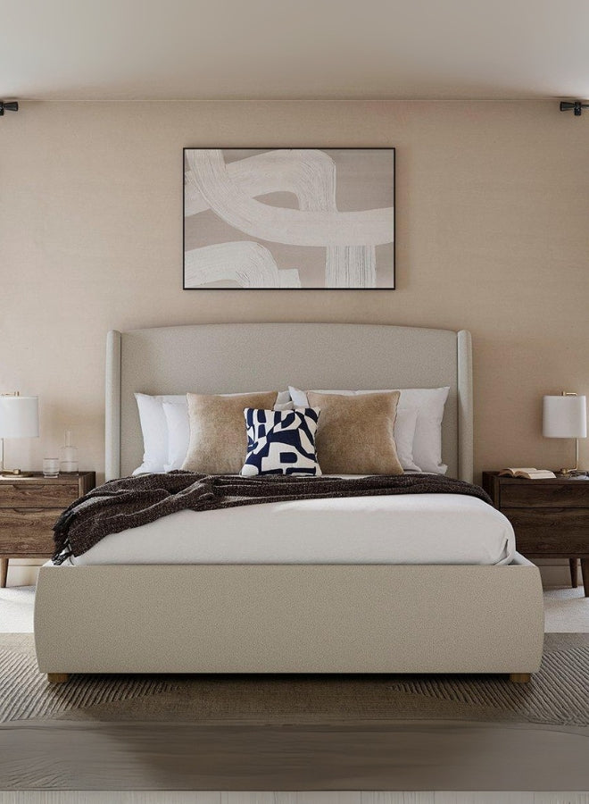 Aurista Tufted Beige Color Bed