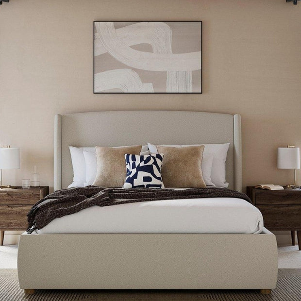 Aurista Tufted Beige Color Bed