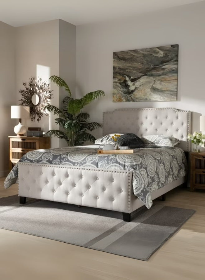 Arvella Tufted Large Twin Size ( Mattress Size 140 X 190 CM ) Beige Color Bed Size 148 W X 210 L CM (Mattress Sold Separately)
