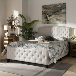Arvella Tufted Large Twin Size ( Mattress Size 140 X 190 CM ) Beige Color Bed Size 148 W X 210 L CM (Mattress Sold Separately)