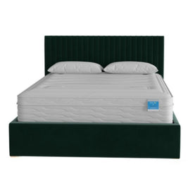Plush Paradise Upholstered Dark Green Color Bed