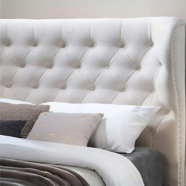 Majestic Dreams Tufted Upholstered White Color Bed