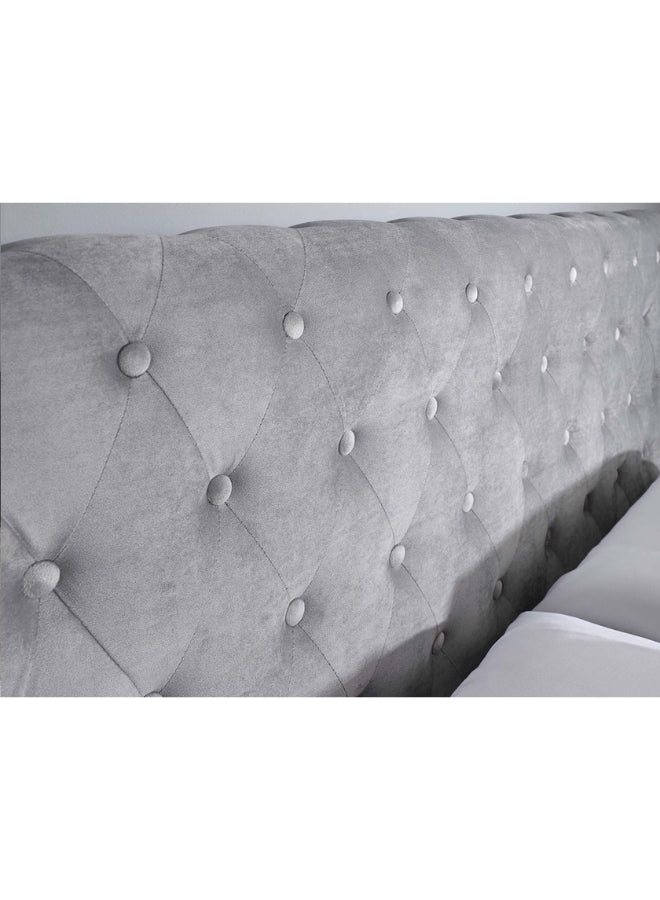 Blissful Bloom Tufted Upholstered Grey Color Bed