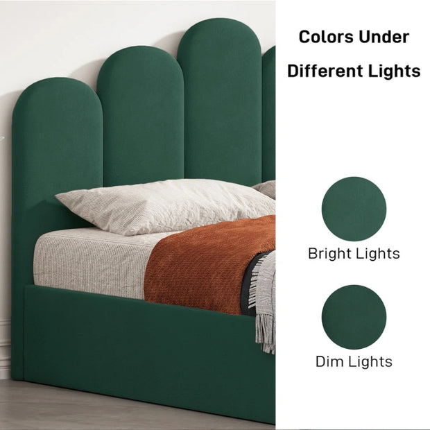 Amara Upholstered Green Color Bed