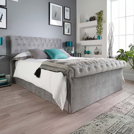 Blissful Bloom Tufted Upholstered Large Twin Size ( Mattress Size 140 X 190 CM ) Grey Color Bed Size 204 L X  148 W ( Mattress Sold Separately ) Headboard Height 125 CM
