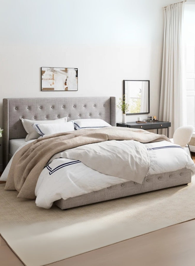 Aurelia Tufted Large Twin Size ( Mattress Size 140 X 190 CM ) Brown Color Bed Size 156 W X 207 L CM (Mattress Sold Separately)