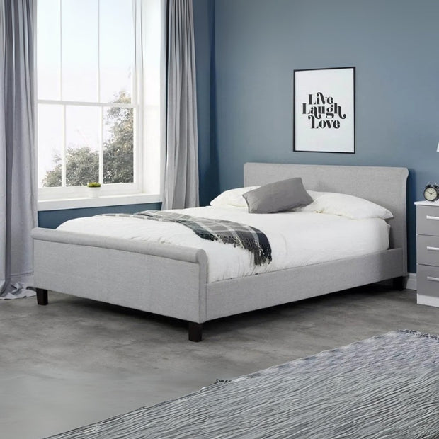 Allura Upholstered Large Twin Size ( Mattress Size 140 X 190 CM ) Grey Color Bed Size 148 W X 205 L CM (Mattress Sold Separately)