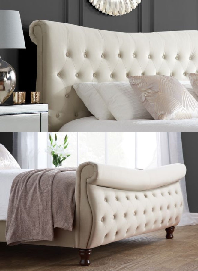 Serene Shade Tufted Upholstered Beige Color Bed