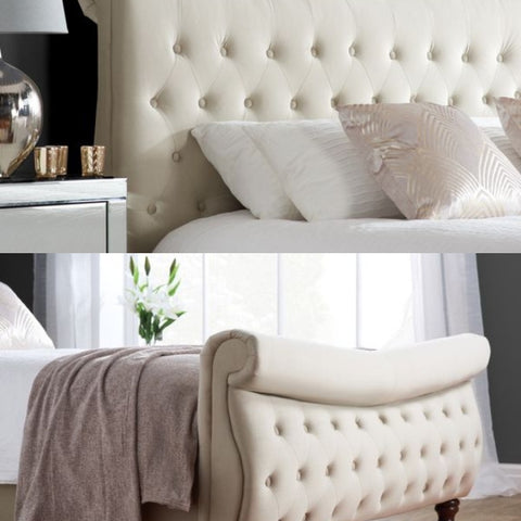 Serene Shade Tufted Upholstered Beige Color Bed