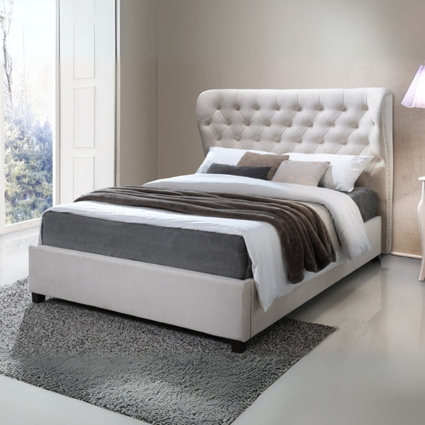 Majestic Dreams Tufted Upholstered Large Twin Size ( Mattress Size 140 X 190 CM ) White Color Bed Size 202 L X  148 W ( Mattress Sold Separately ) Headboard Height 125 CM
