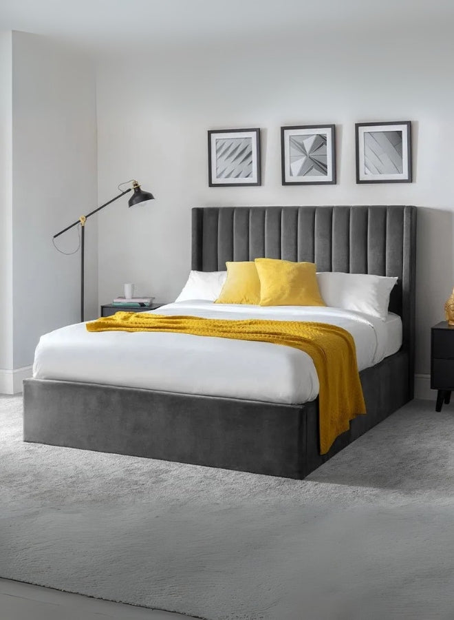 Amoria Tufted Large Twin Size ( Mattress Size 140 X 190 CM ) Grey Color Bed Size 148 W X 205 L CM (Mattress Sold Separately)