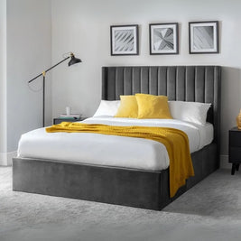 Amoria Tufted Large Twin Size ( Mattress Size 140 X 190 CM ) Grey Color Bed Size 148 W X 205 L CM (Mattress Sold Separately)