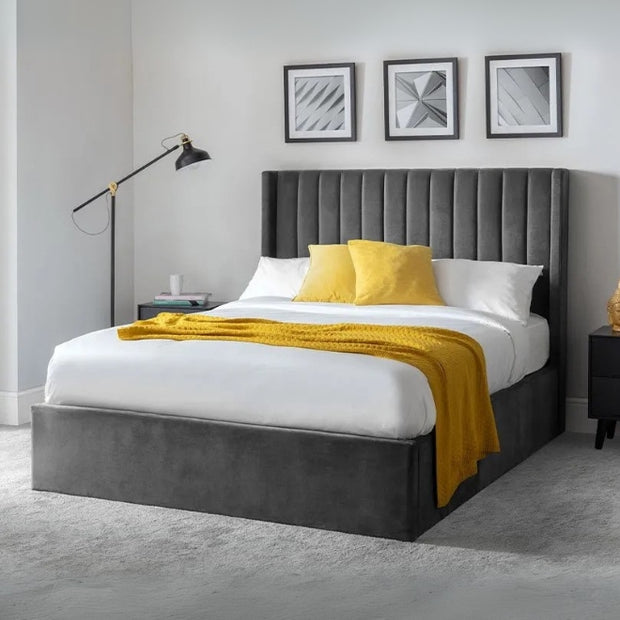 Amoria Tufted Large Twin Size ( Mattress Size 140 X 190 CM ) Grey Color Bed Size 148 W X 205 L CM (Mattress Sold Separately)