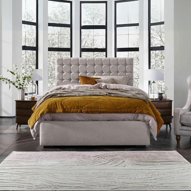 Cascade Cloud Tufted Upholstered Large Twin Size ( Mattress Size 140 X 190 CM ) Beige Color Bed Size 202 L X  148 W ( Mattress Sold Separately ) Headboard Height 125 CM