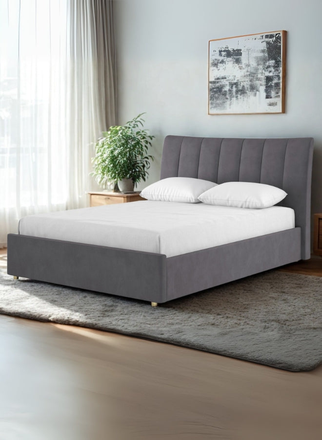 Serenity Springs Upholstered Large Twin Size ( Mattress Size 140 X 190 CM ) Grey Color Bed Size 202 L X  148 W ( Mattress Sold Separately ) Headboard Height 125 CM