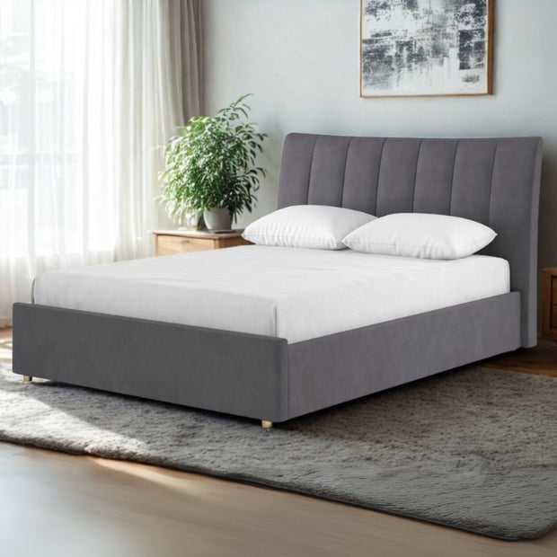 Serenity Springs Upholstered Large Twin Size ( Mattress Size 140 X 190 CM ) Grey Color Bed Size 202 L X  148 W ( Mattress Sold Separately ) Headboard Height 125 CM