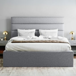 Lush Lounge Upholstered Large Twin Size ( Mattress Size 140 X 190 CM ) Grey Color Bed Size 202 L X  148 W ( Mattress Sold Separately ) Headboard Height 125 CM